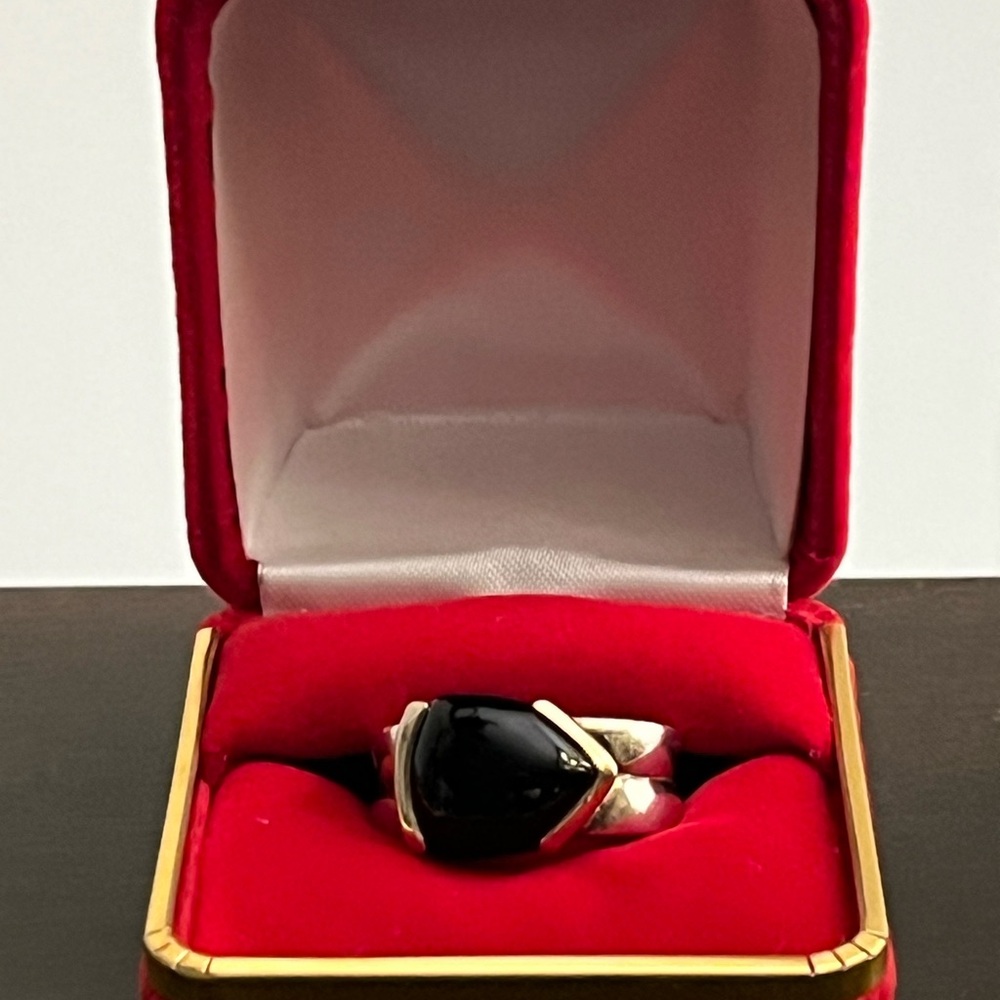 CNA Sterling Silver Onyx Ring with Gold Accents Size 7